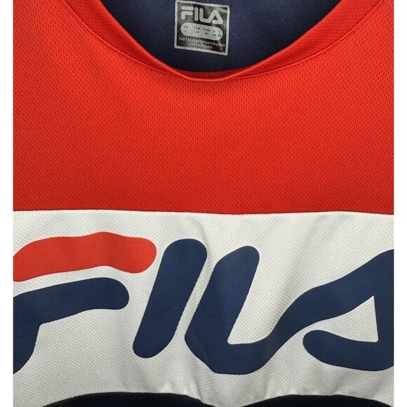 FILA MEN'S MESH JERSEY TEE RED WHITE BLUE WITH FILA LOGO T-SHIRT NWT         A14 - Picture 3 of 3
